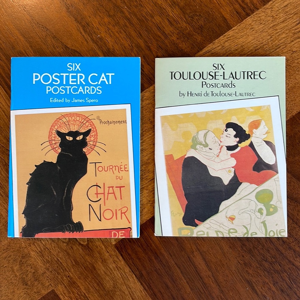 SET OF 12 FULL COLOR POSTCARDS ART REPRODUCTIONS - POSTER CAT & TOULOUSE-LAUTREC